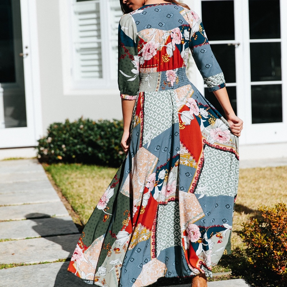 MARNIE PRINT INDIANA MIXED MAXI DRESS JAASE BOUTIQ - Picture 5 of 8